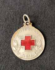 WW1 Original French Red Cross Medal 1914-1918 Aid to the Wounded enameled