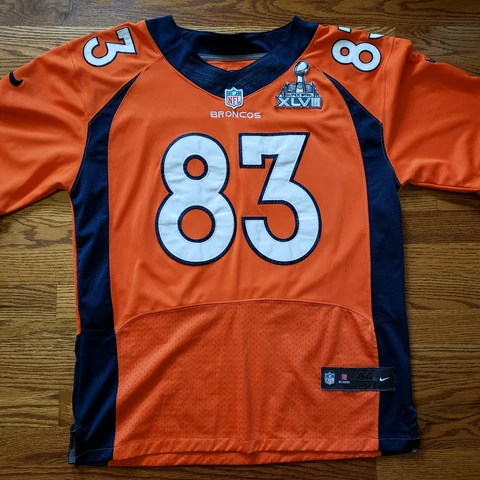 DENVER BRONCOS WES WELKER SUPER BOWL XLVIII Jersey STITCHED Sz 44 Nike On Field Cover