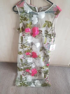 Calvin Klein Petite Floral Embroidered Mesh Dress. Size 12 - Picture 1 of 7