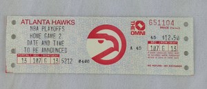 NBA 1982 Atlanta Hawks Phantom Playoff Full Ticket Home Game 2
