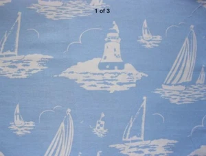 100cm x 100cm Cuadrado Cath Kidston Mono Barcos Azul Ligero Tela Algodón Nuevo - Imagen 1 de 11