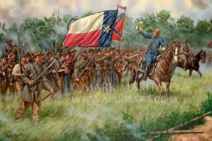 Mark Maritato Signed Civil War Art Print Hood's Texans Texas Gettysburg 22x17 - Picture 1 of 1
