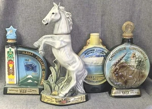 4 Jim Beam Vintage Decanters WWII Redfin Cheyenne WY Alaska Kentucky Stallion - Picture 1 of 18