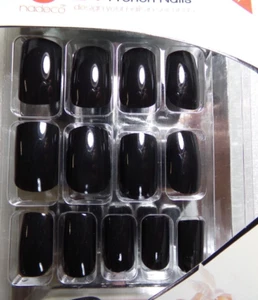 Nadeco grande a promedio Uñas 24 piezas pegamento negro falso longitud media - Imagen 1 de 4