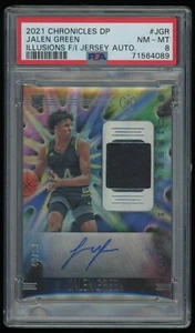 Jalen Green PSA 8 2021 Chronicles Illusions DP player worn Jersey Rookie RC /99 - Picture 1 of 2