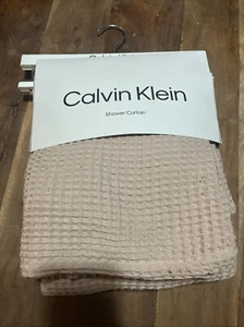 Calvin Klein Waffle Solid Dusty Pink Shower Curtain Light Blue 70" x 72" NEW - Picture 1 of 6