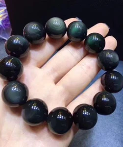 18mm Natural Rainbow Obsidian Gemstone Round Beads Stretch Bracelet Randomly - Imagen 1 de 5