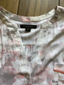 Donna Karan Sleepwear Women’s Size XL Button Front Top Viscose in Pink and Gray - Picture 1 of 8