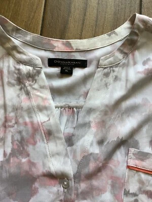 Ropa de dormir Donna Karan para mujer talla XL botón delantero top viscosa en rosa y gris Foto 1 de 4