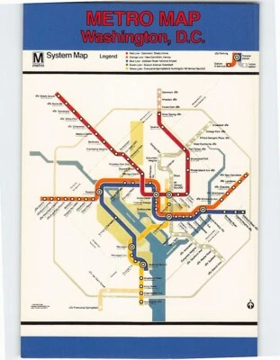 Postcard Metro Map Washington DC - Image 1 of 2