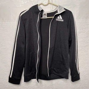 Adidas Track Jacket Hoodie Boys Youth Size 14/16 Full Zip Heathered Gray - Picture 1 of 7