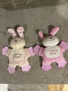 Kids2Grow By Danara Plush Teether Pink “I Love my Mommy" & “I Love My Daddy” - Picture 1 of 6