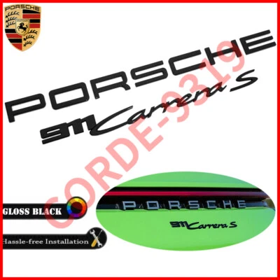 Juego de 3 piezas emblema puerta levadiza placa Porsche 911 Carrera S negro brillante tapa cubierta 2020+ Foto 1 de 4