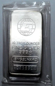 ENGELHARD 10 Ozt 999+ SILVER BAR ENGELHARD LARGE "E" HALLMARK VINTAGE RARE - Picture 1 of 6