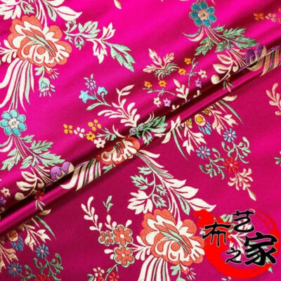 Satin Kunstseide Stoff Chinesisch Begonie Blumenmuster Damast Brokat Nähen Tüte - Bild 1 von 4
