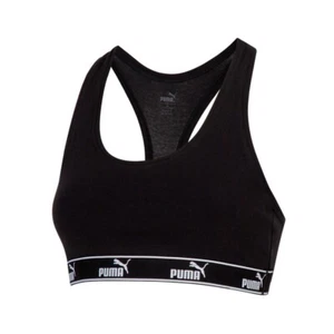 Puma Racer Back Comfort Cotton Everyday Stretch Bra Black Size Medium UK 12 BNIP - Picture 1 of 2