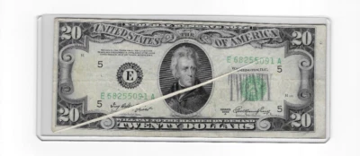 1950A Federal Reserve Note $20 Dollar Diagonal Gutter Fold Error RARE CN678 - Image 1 of 2