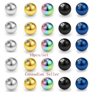 10PCS Stainless Steel Replacement Ball Bead Lip Eyebrow Tongue Ear Tragus Belly 