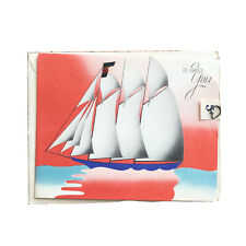 Vtg 1940s-50s Happy New Year's Flap Card Sailboat Ship Unused Orig Price Tag