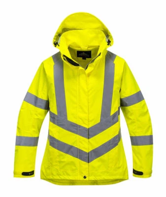 Portwest LW70 Ladies Breathable Safety Work Rain Jacket in Reflective HiVis ANSI - Image 1 of 4