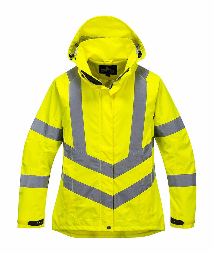 Portwest LW70 Ladies Breathable Safety Work Rain Jacket in Reflective HiVis ANSI - Image 1 of 4