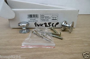 FRELAN JEDO JV47APC  25MM 1" CHROME ON BRASS CABINET CUPBOARD KNOBS X 2 - Picture 1 of 1