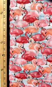 FLAMINGO ALLOVER COLORFUL PRINT 100% COTTON FABRIC 19X44 INCHES - Picture 1 of 2