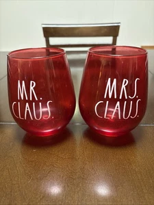 RAE DUNN by Enchante Mr. Claus & Mrs. Claus Stemless Wine Glasses Set of 2-22oz - Picture 1 of 4