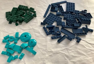 Lote de juguetes Lego piezas a granel piezas de construcción mixtas varios verde oscuro azul turquesa - Imagen 1 de 3