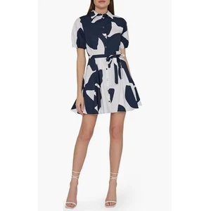 Milly Grand Foliage Poplin Shirtdress Womens 8 Brunchcore Modern Chic Coastal - Picture 1 of 11