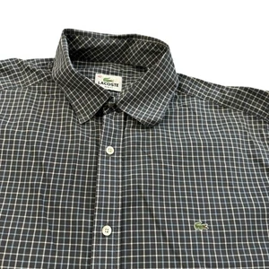 Lacoste Short Sleeve Slim Fit Button Up Check Shirt Size 42 / Large - Picture 1 of 10