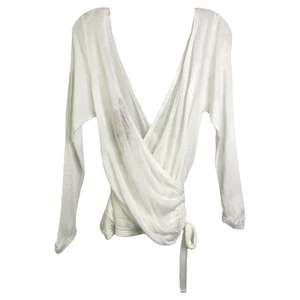 Dick & Jayne Los Angeles Top Womens Size S White V-Neck F & B Tie Waist NWT - Picture 1 of 10