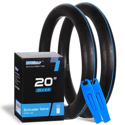 BWSHLF 2 Pack 20x4.0 Fat Tire Inner Tube Schrader Valve 35/48mm with 2 Tire Levers