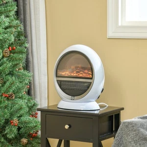 HOMCOM LED Chimenea Eléctrica Mini Mesa Chimenea de Pie con Efecto Llama 1500W Blanco - Imagen 1 de 10