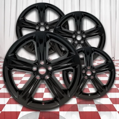 Gloss Black 20in Wheel Skin Overlays for 14-17 Dodge Challenger [ABS] - Image 1 of 4