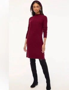J Crew Womens Sweater Dress Long Sleeve Mini Wool Blend Burgundy Maroon Medium M - Picture 1 of 11