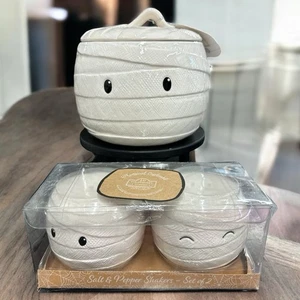 10 Strawberry Street Mummy Canister & S&P Shakers Halloween Ceramic NIB Decor - Picture 1 of 8