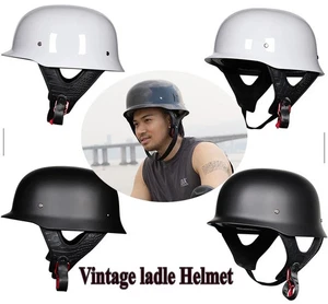 Motorrad Helm Retro Cruiser Halbe Gesicht Deutscher Helms DOT Motorcycle Helmet - Picture 1 of 14