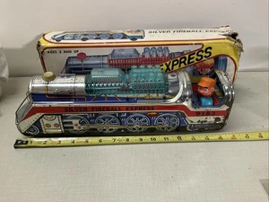 Chen Jea Toys Tin Silver Fireball Express Train 9183 Battery Operated - Picture 1 of 23