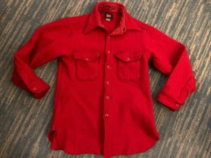 Vintage 1950s Woolrich Red Wool Shirt Jacket Men's Size Small - Picture 1 of 10