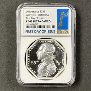 2020 France S25E Lafayette-Octagonal First Day Of Issue PF 69 Ultra Cameo - Picture 1 of 2