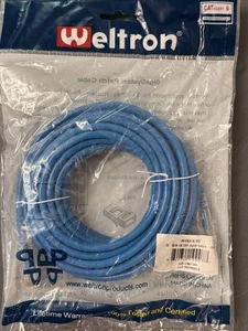 Weltron 25' Blue CAT6 Gold-Plated RJ45 Snagless Patch Cables # 90-C6CB-BL-025 - Afbeelding 1 van 11