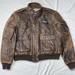 VTG 80s Leather Vetter Rex Marsee Design Aviator Flight Bomber Jacket Lined Sz46 - Picture 1 of 24