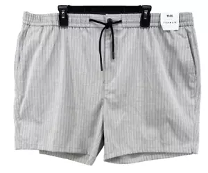 Nuevo con etiquetas Pantalones Cortos Topman Para Hombre W46 Rayas Elástico Cordón Cintura Cremallera Mosca Gris Blanco - Imagen 1 de 14