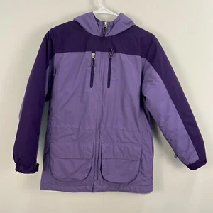 Lands End M 10-12 Youth Parka Jacket Coat Purple Quilted Nylon Winter Ski OSG18 - Picture 1 of 7