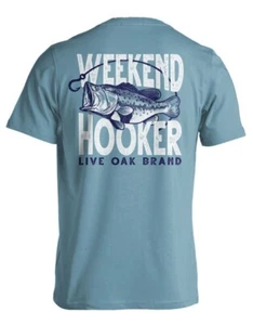 Live Oak Brand Weekend Hooker Bass Fishing T-Shirt, Blue, Graphic Print, Size L - Picture 1 of 1