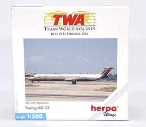 Herpa Wings 507646 TWA Trans World Airlines Boeing MD-83 - 1:500 Diecast NOB - Picture 1 of 9