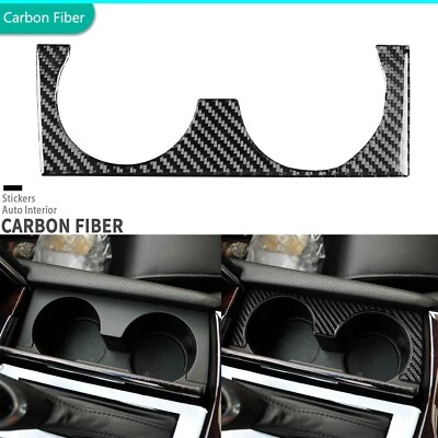 Cubierta de panel de soporte de taza de agua de consola de fibra de carbono real para Cadillac XTS 2013-19 Foto 1 de 4