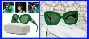 Versace Medusa Temple Geometric Sunglasses in Green as Seen on Rihanna* - Picture 1 of 13