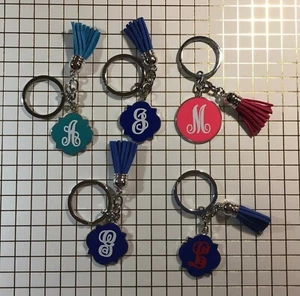 Enamel Monogram Charm Keychain- Personalized - Grad Gifts, Bridesmaid Gifts,  - Picture 1 of 15